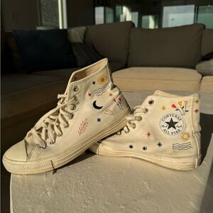 Converse It’s Okay to Wander Cream High-Tops with Colorful Embroidery